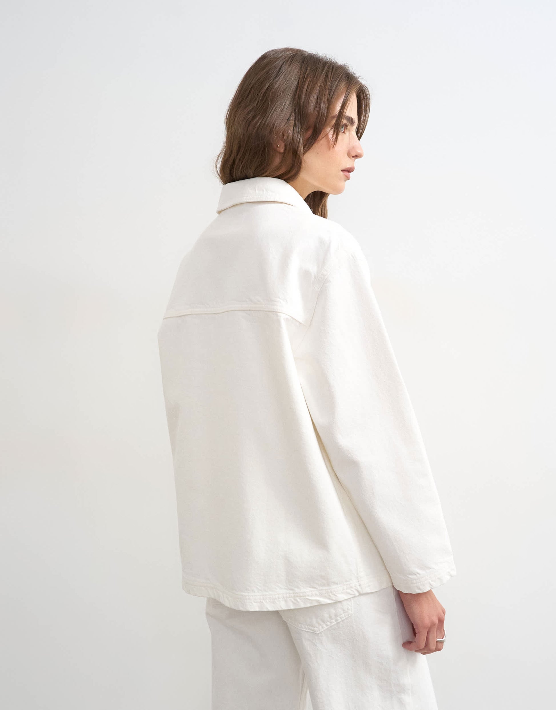 Topshop denim worker jacket in bone