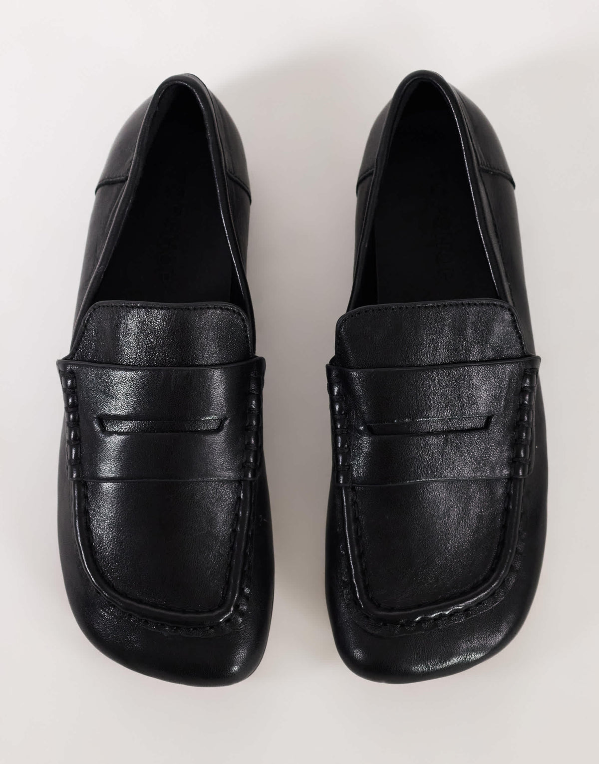Topshop Daniel real leather flat square toe loafer in black