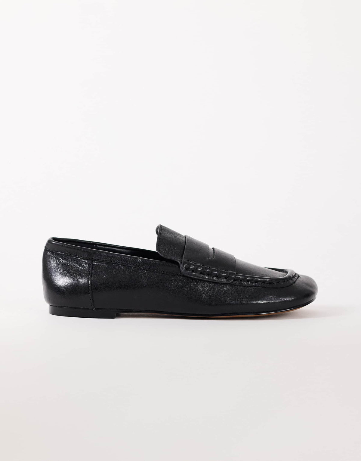 Topshop Daniel real leather flat square toe loafer in black