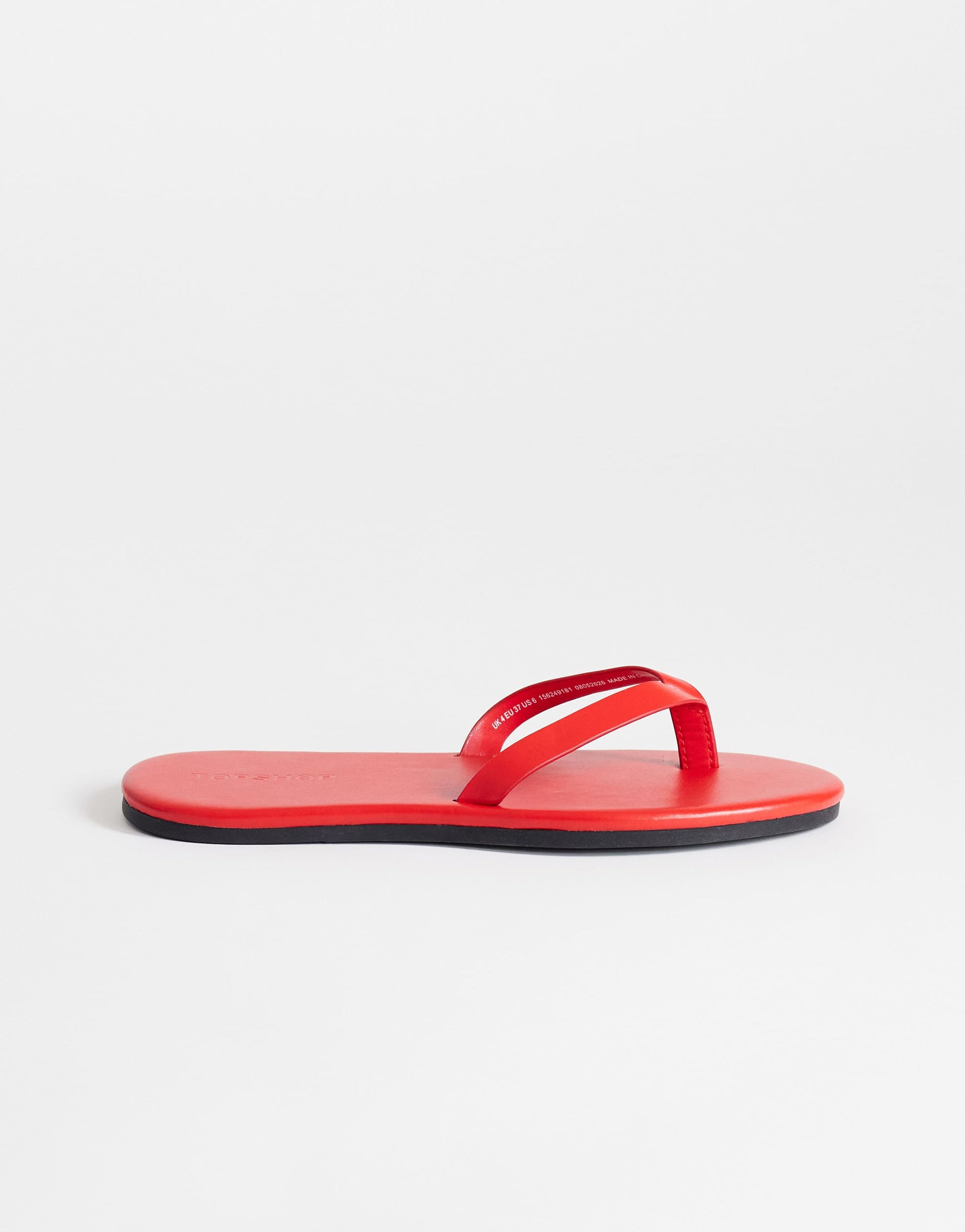 Topshop Sky real leather toe thong sandal in red