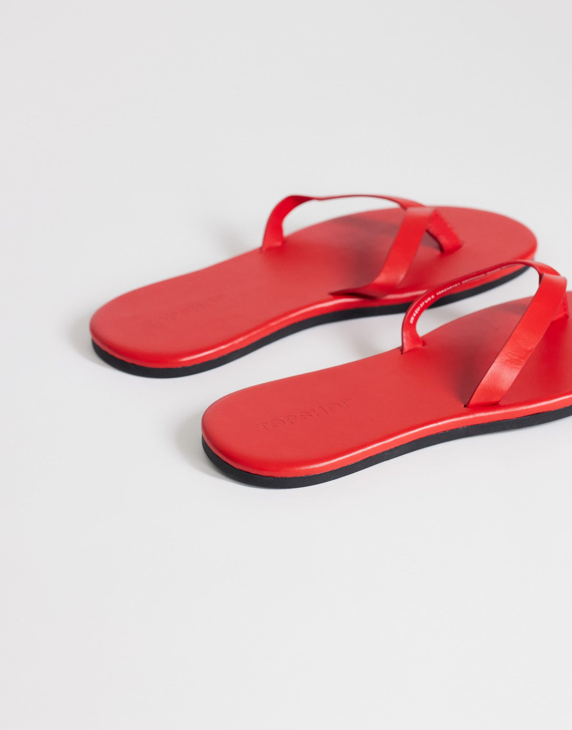 Topshop Sky real leather toe thong sandal in red