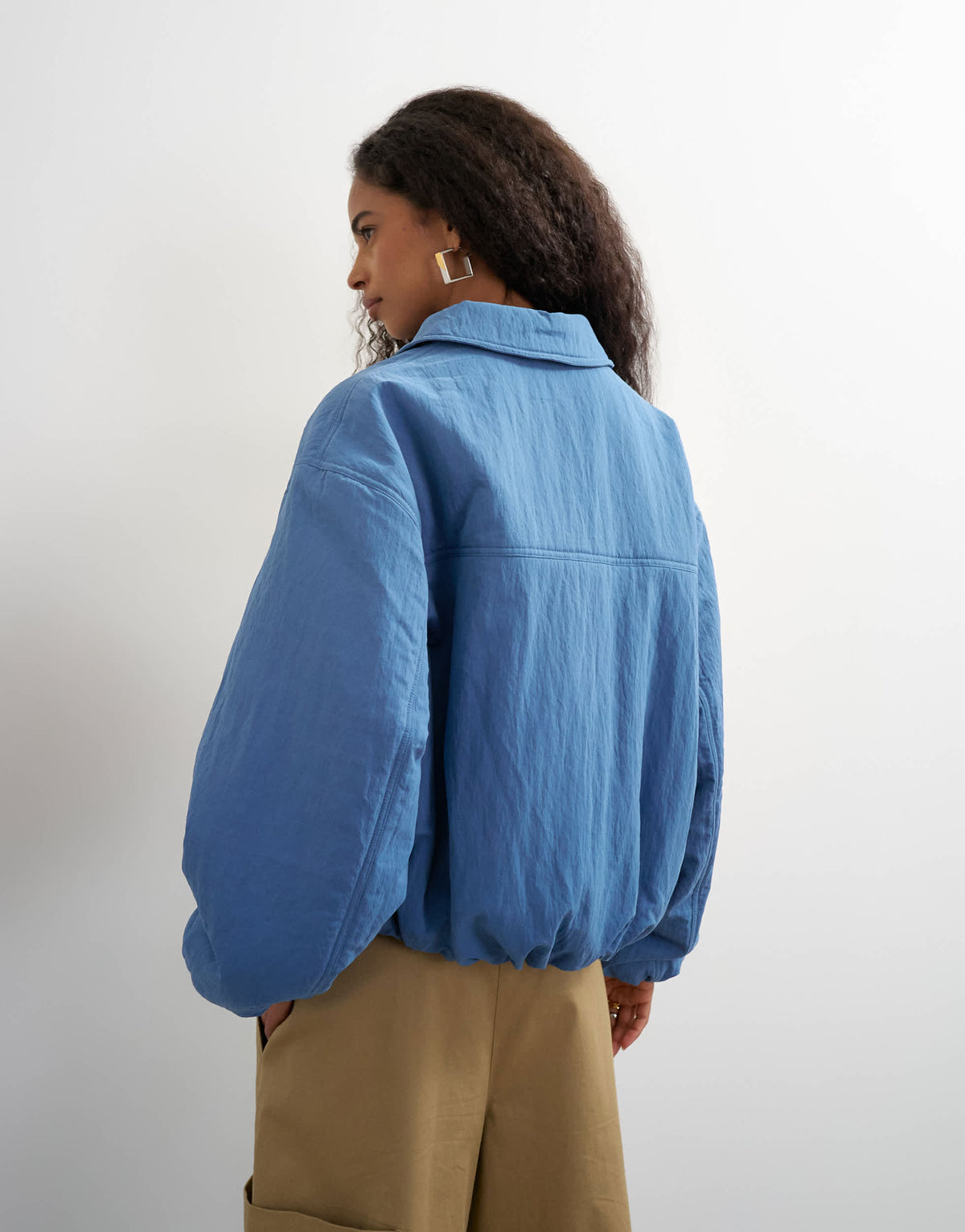 Topshop nylon bomber jacket in blue