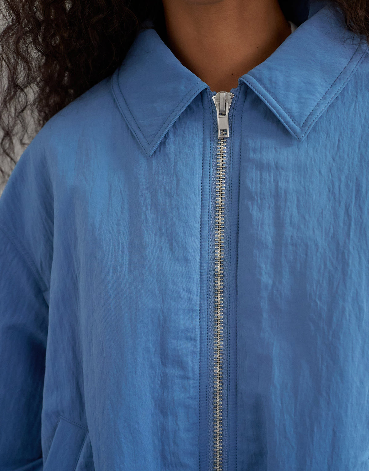 Topshop nylon bomber jacket in blue