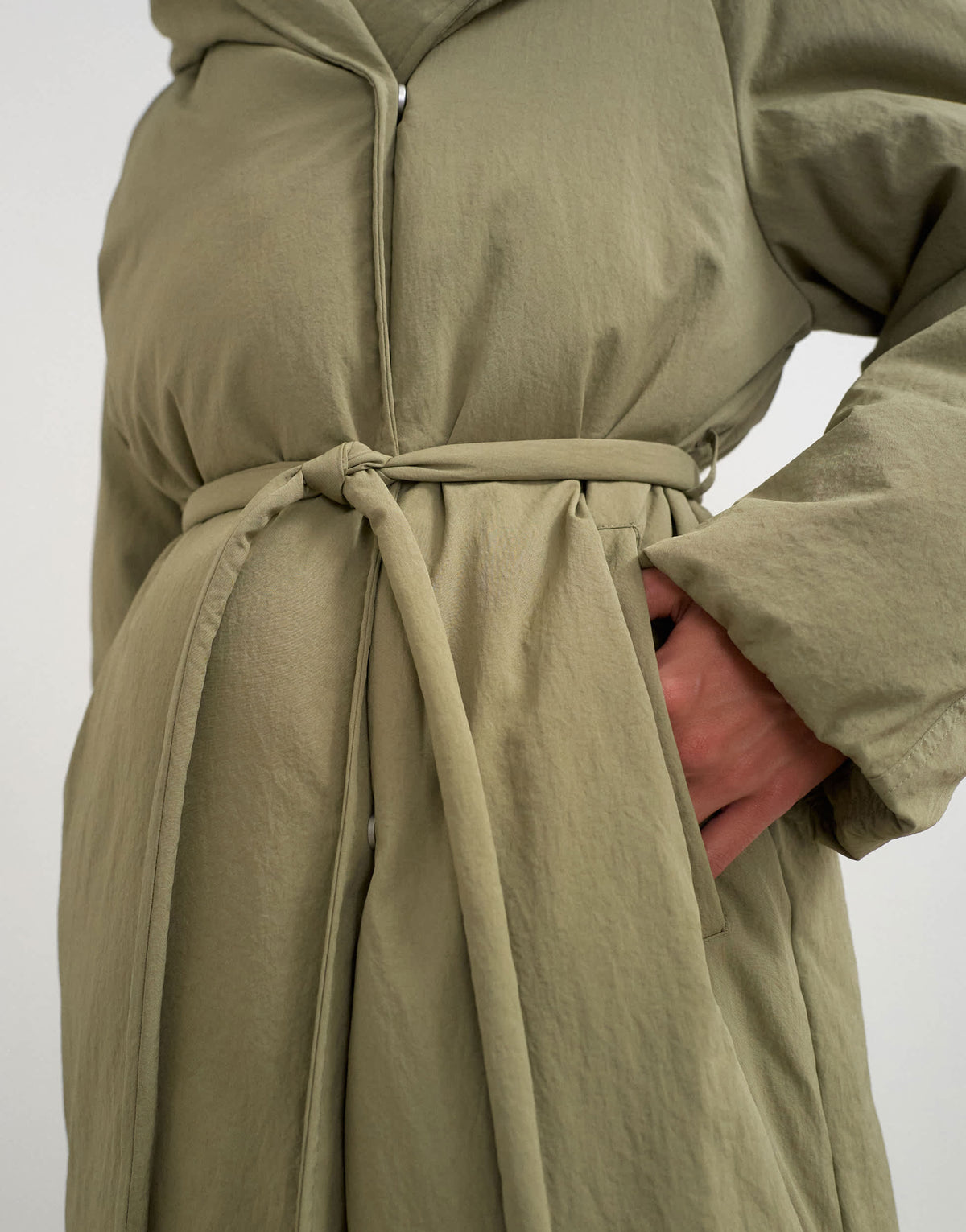 Topshop longline hooded puffer jacket in sage
