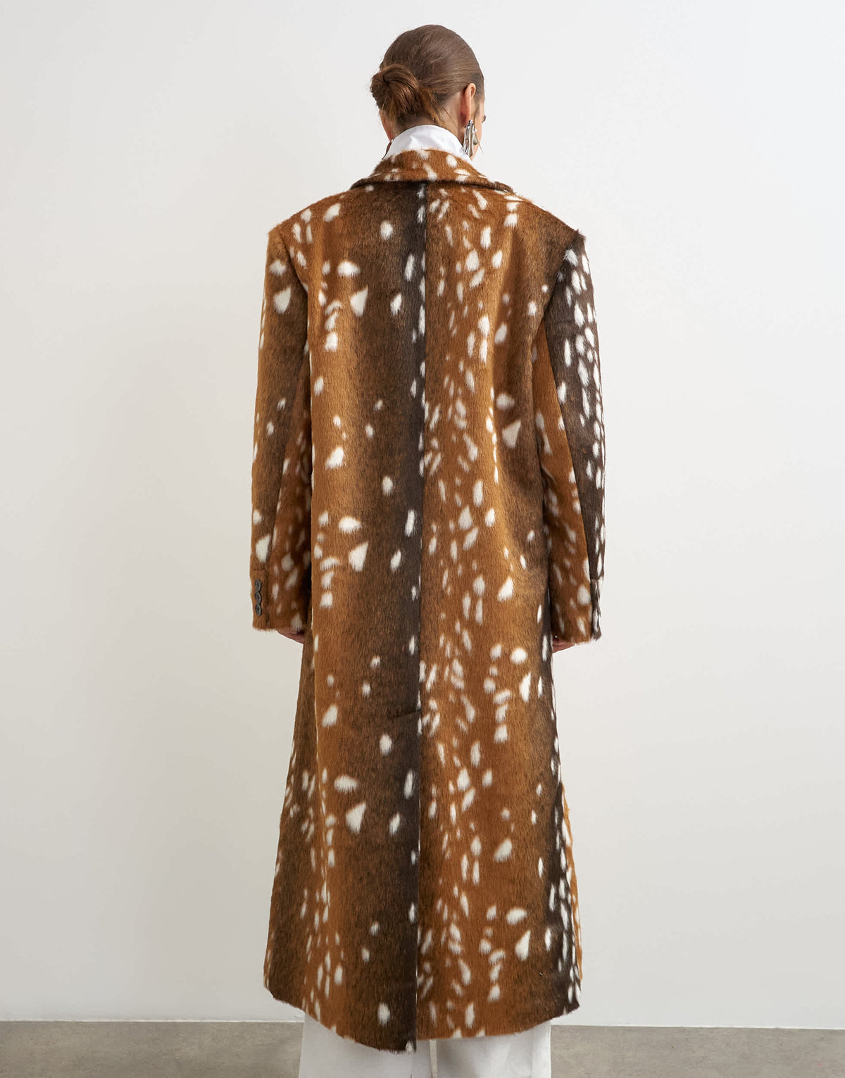 Topshop formal longline single breasted coat in deer print