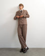 Topman wide leg textured trouser with pleats in brown