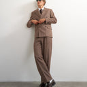 Topman wide leg textured trouser with pleats in brown