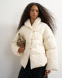Topshop pillow removable scarf puffer jacket in ecru