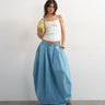 Topshop denim pull on barrel maxi skirt in bleach