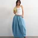 Topshop denim pull on barrel maxi skirt in bleach