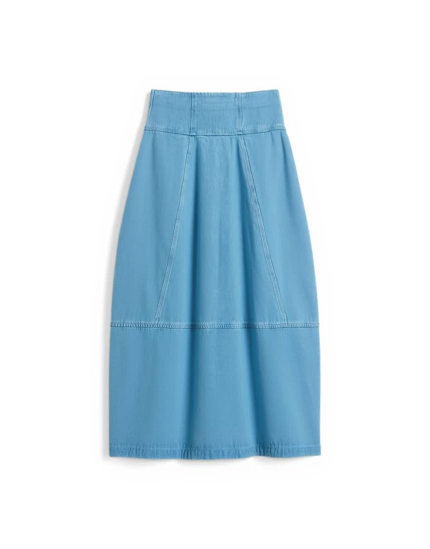 Topshop denim barrel seamed maxi skirt in bleach