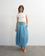 Topshop denim barrel seamed maxi skirt in bleach