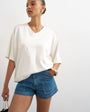Topshop denim scout short in mid blue