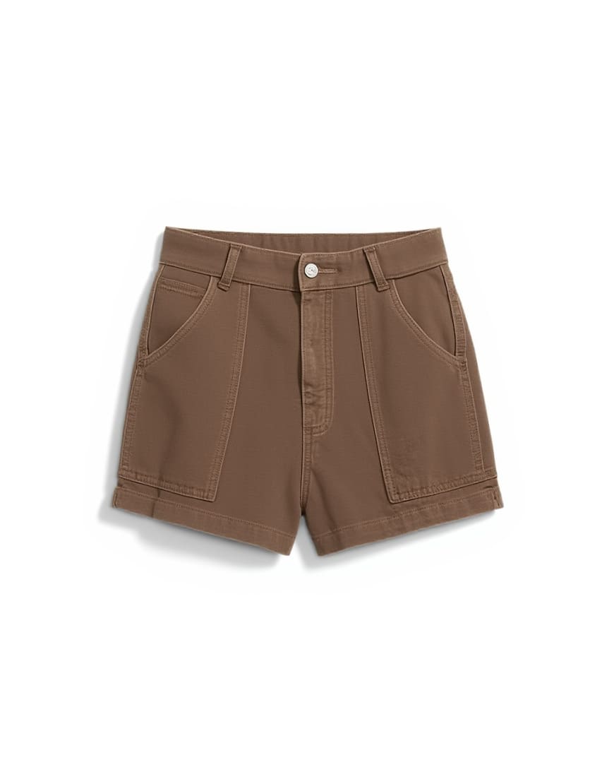 Topshop denim scout short in chocolate