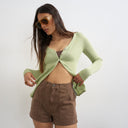 Topshop denim scout short in chocolate