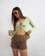 Topshop denim scout short in chocolate