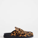 Topshop Addie hair on real leather mule loafer in leopard print