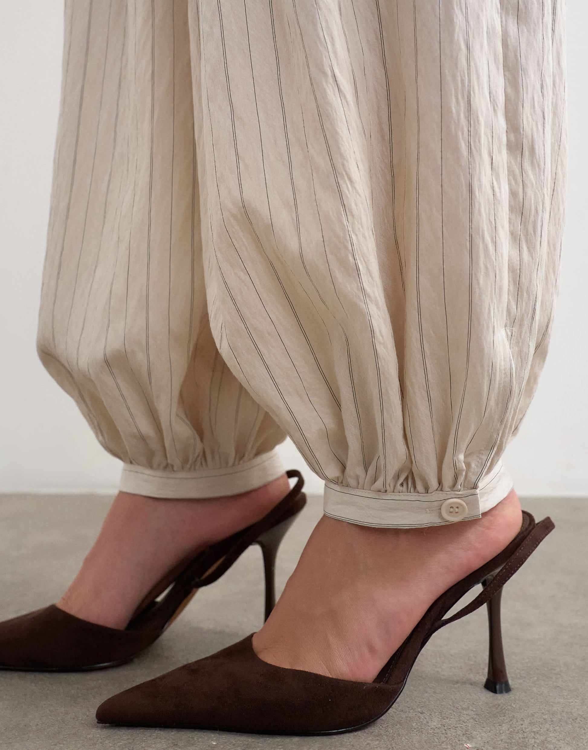 Topshop co ord modal balloon trouser in ivory stripe
