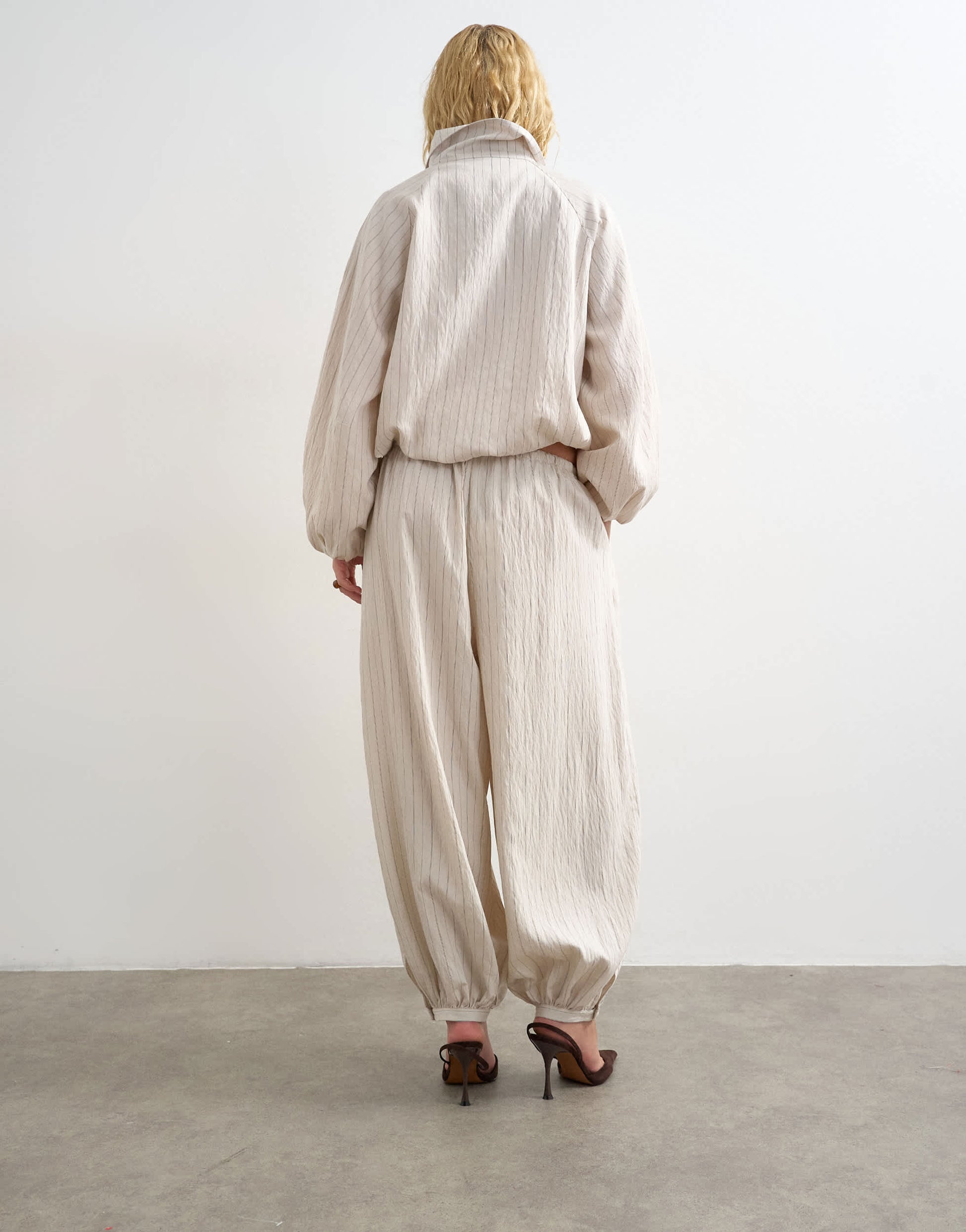 Topshop co ord modal balloon trouser in ivory stripe