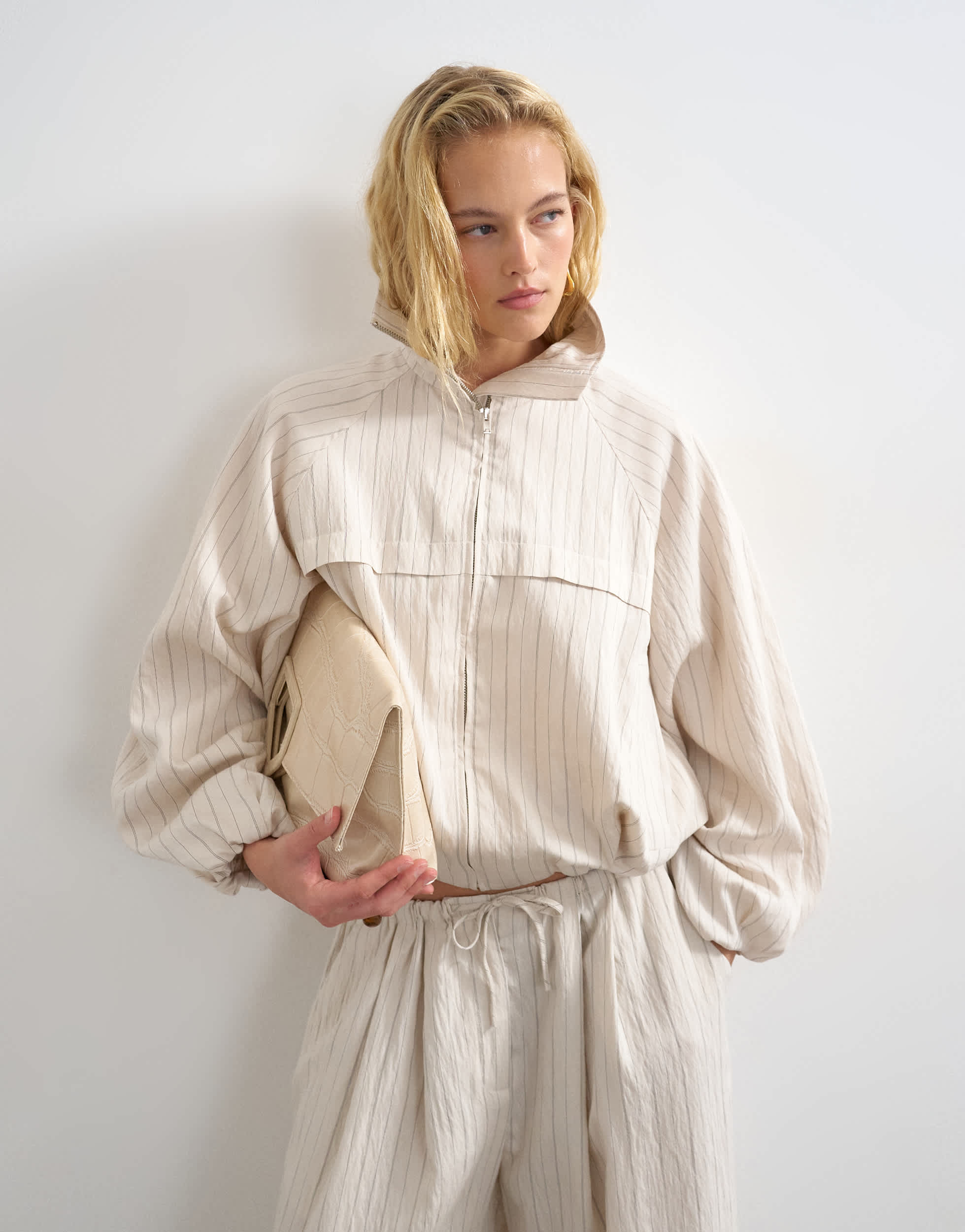 Topshop co ord modal jacket in ivory stripe