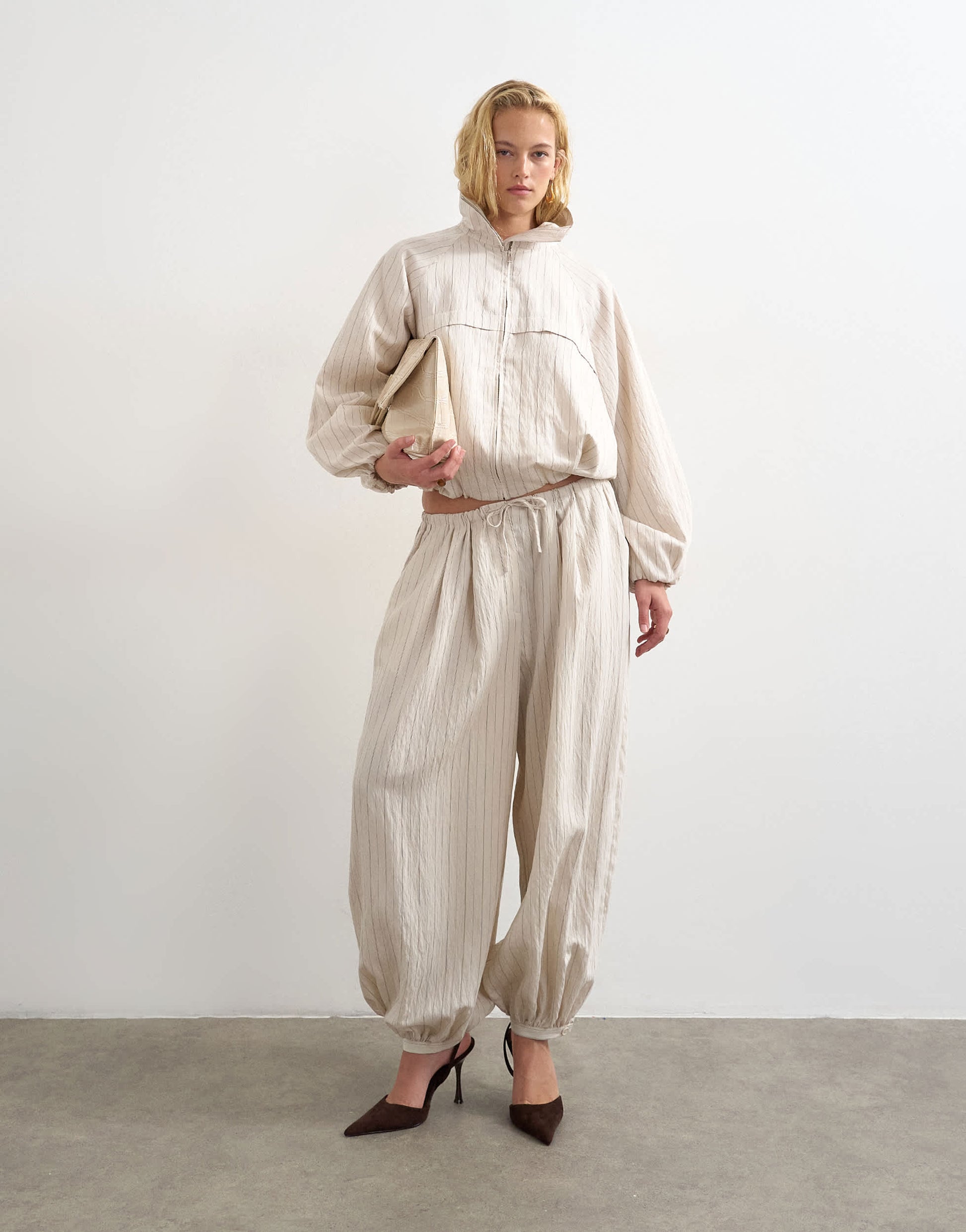 Topshop co ord modal jacket in ivory stripe