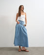 Topshop denim pleated maxi skirt in bleach