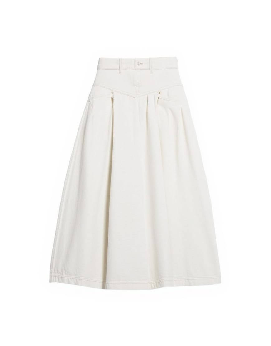 Topshop denim pleated maxi skirt in bone