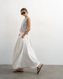 Topshop denim pleated maxi skirt in bone