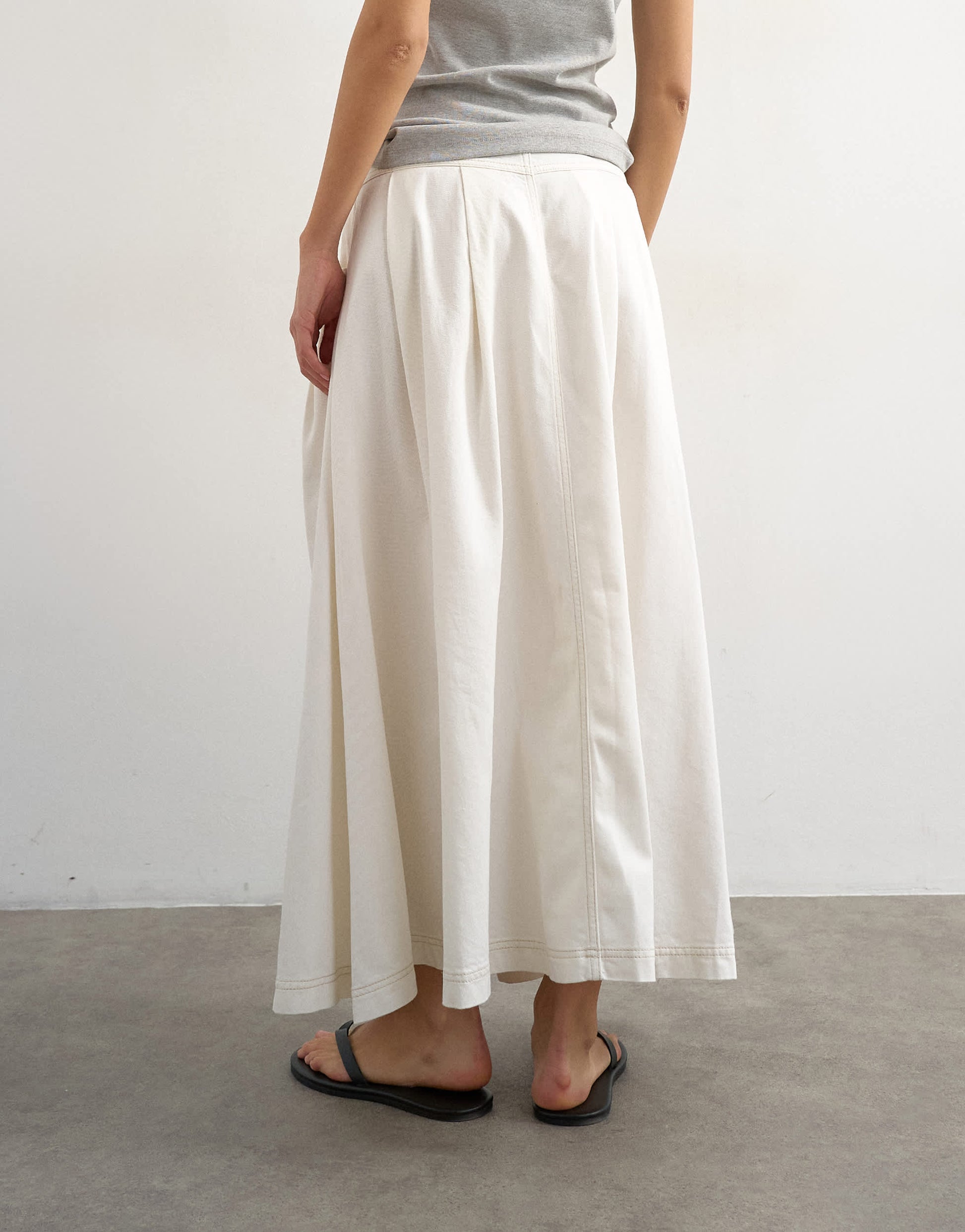 Topshop denim pleated maxi skirt in bone