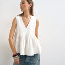 Topshop v neck pintuck detail a line top in white