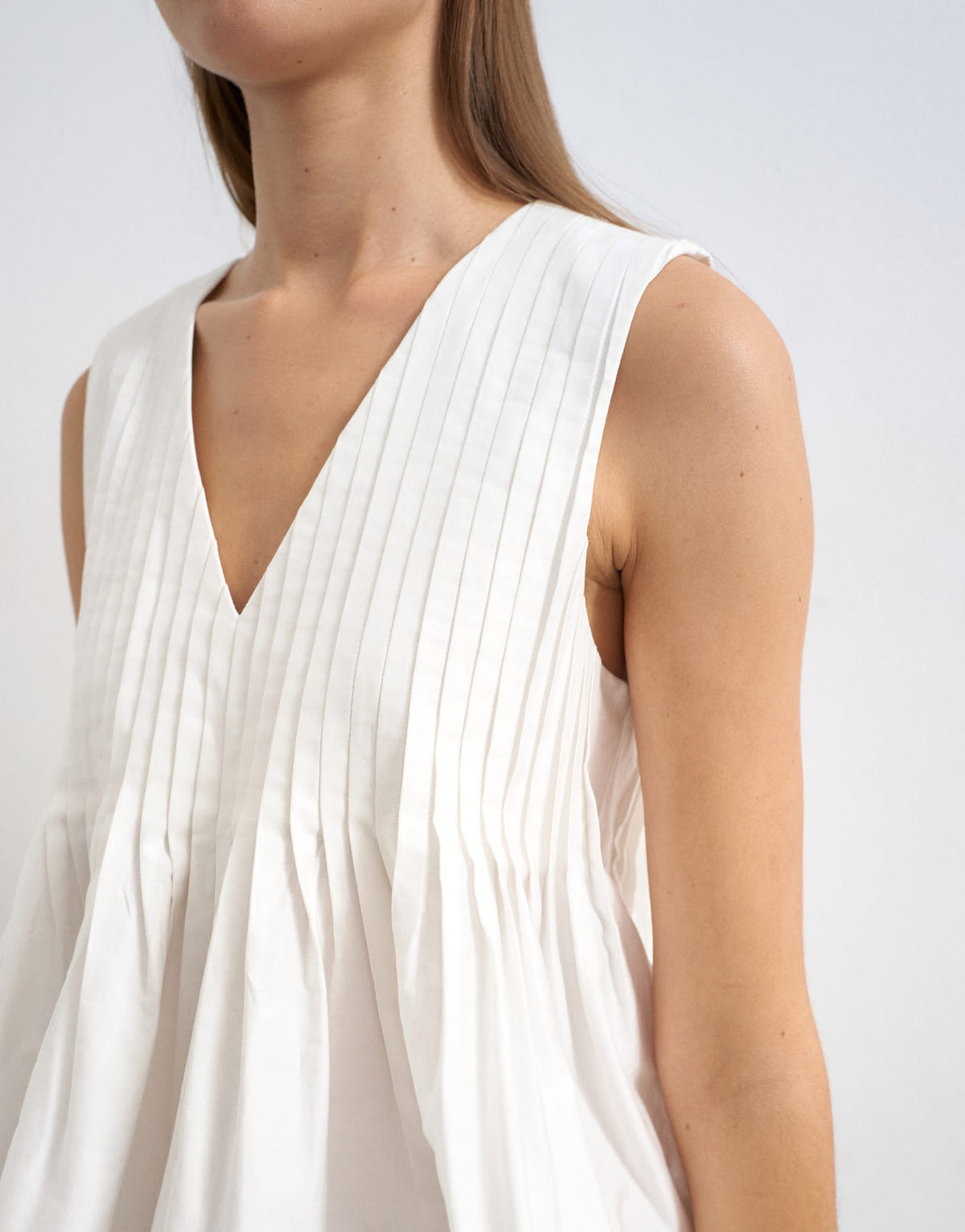 Topshop v neck pintuck detail a line top in white