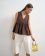 Topshop v neck pintuck detail a line top in chocolate