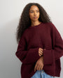 Topshop knitted easy Henley jumper in burgundy