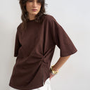Topshop knot twist t-shirt in dark chocolate