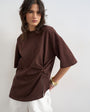 Topshop knot twist t-shirt in dark chocolate