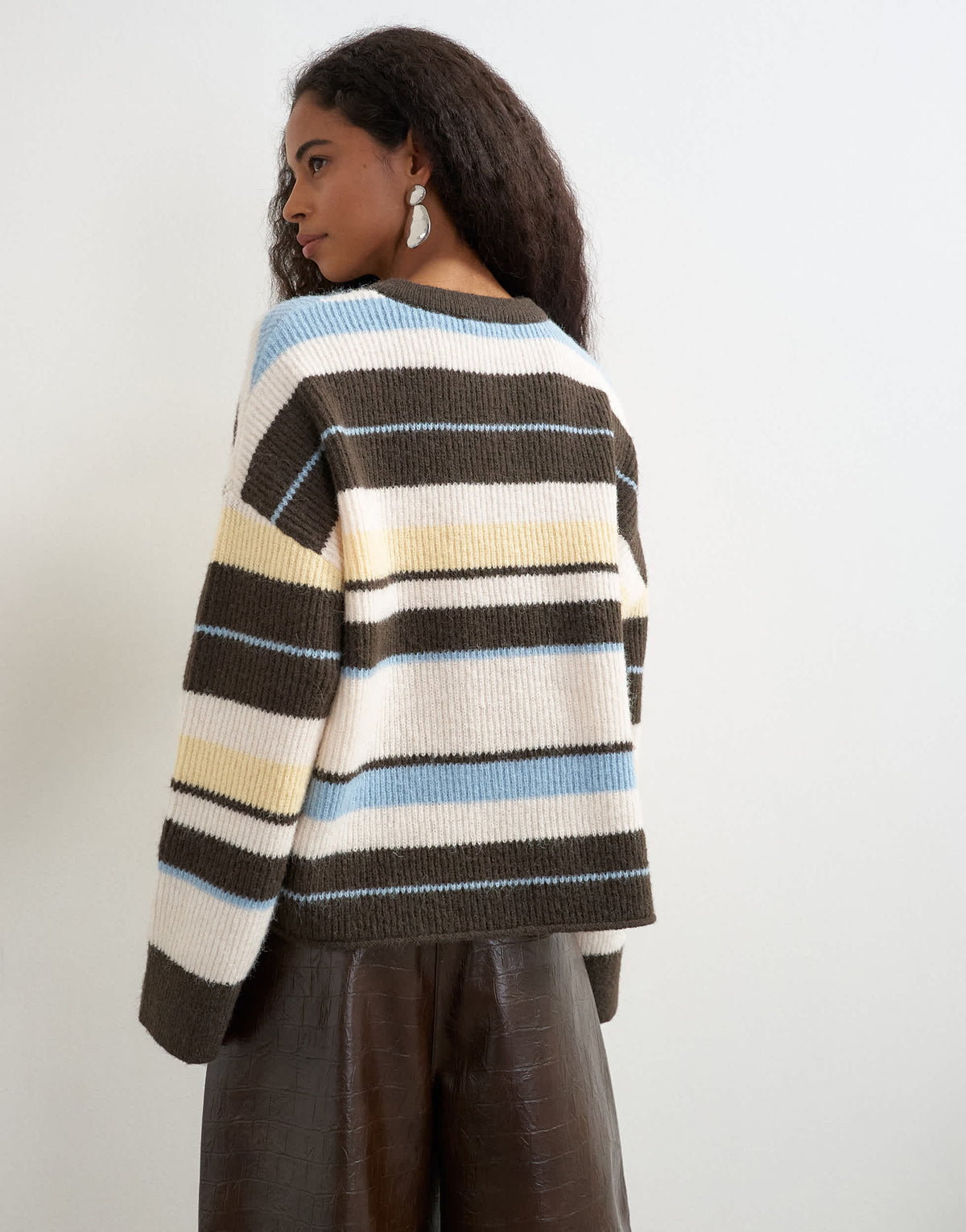 Topshop knitted easy Henley jumper in multi