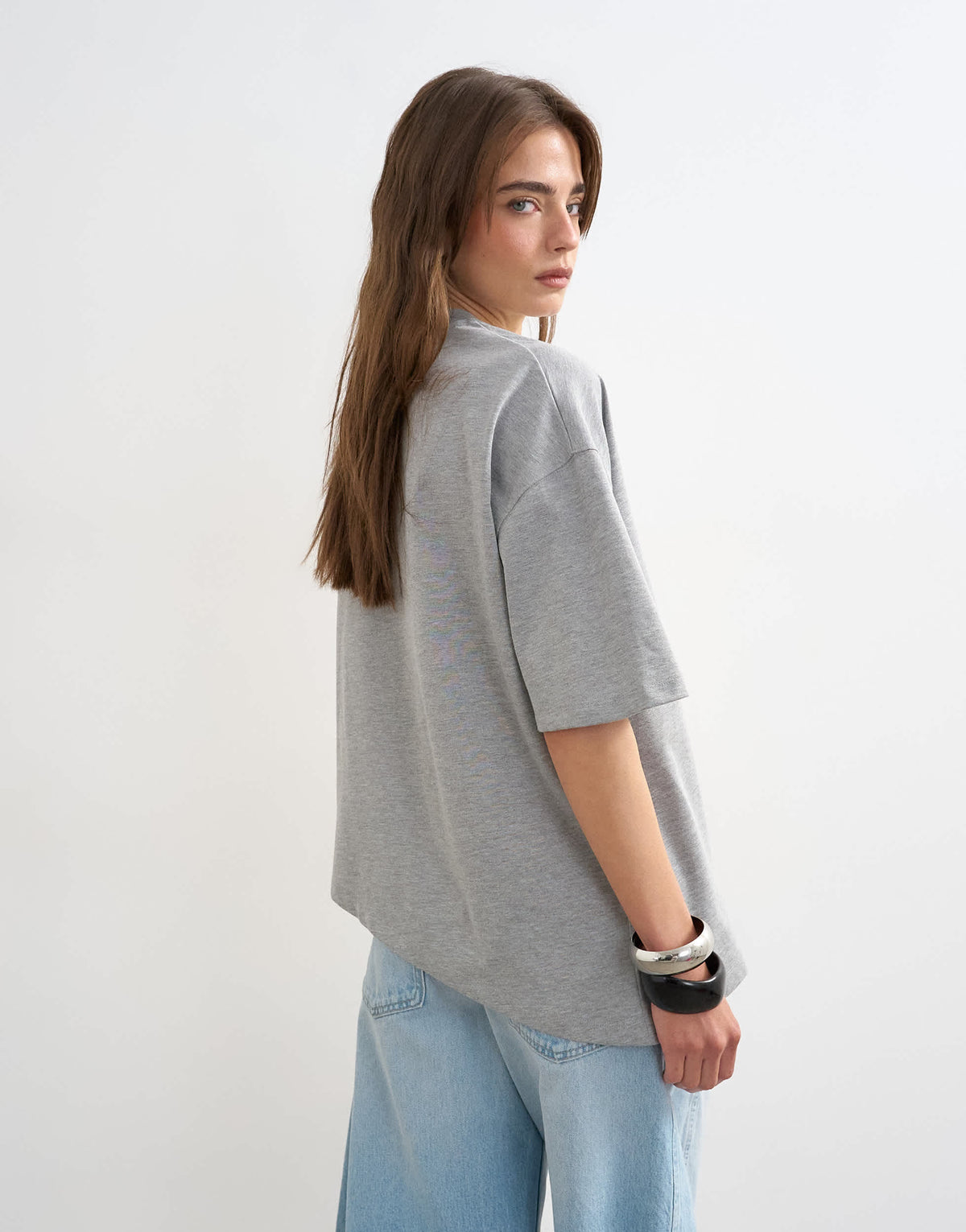 Topshop knot twist t-shirt in grey marl