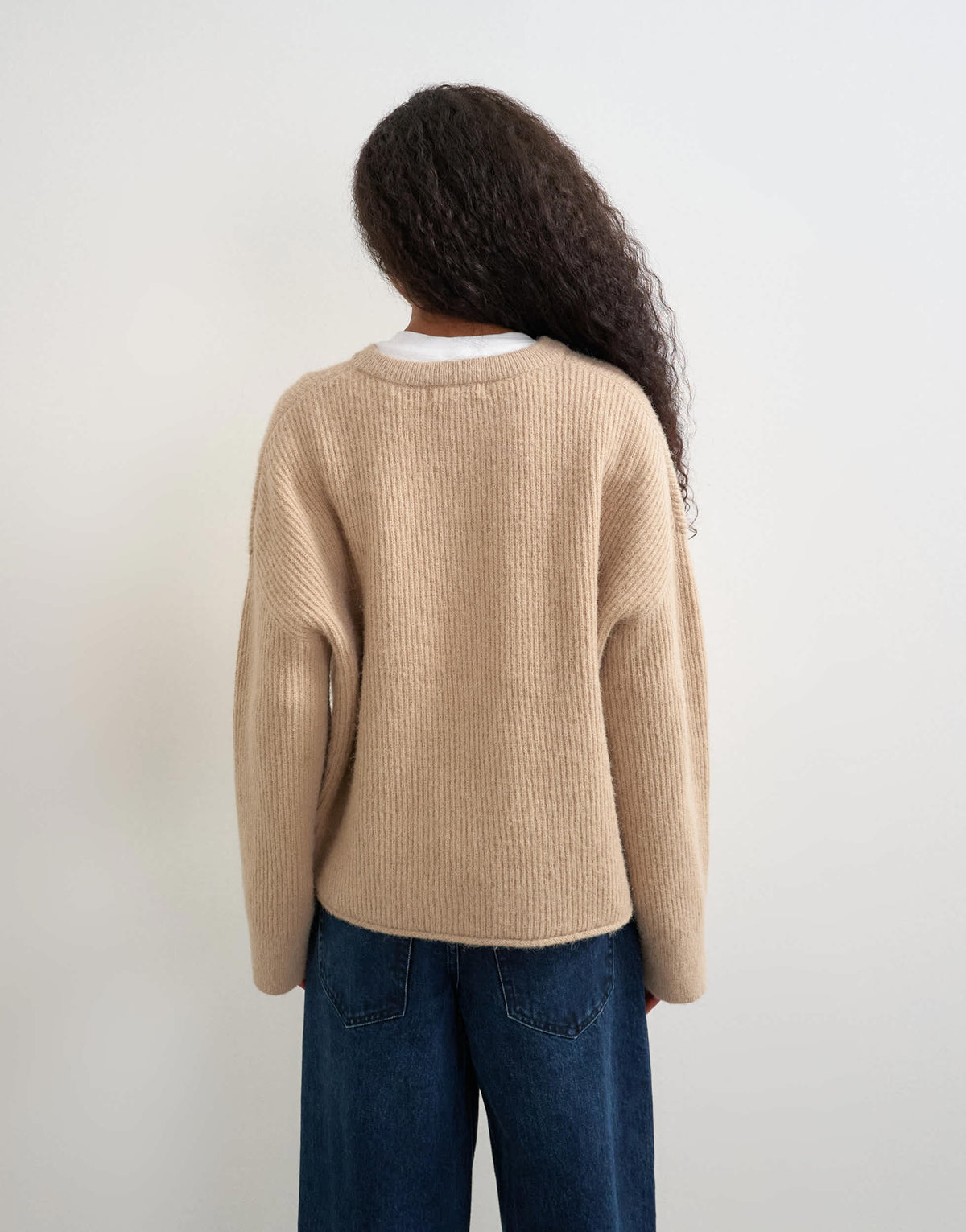 Topshop knitted easy Henley jumper in oat