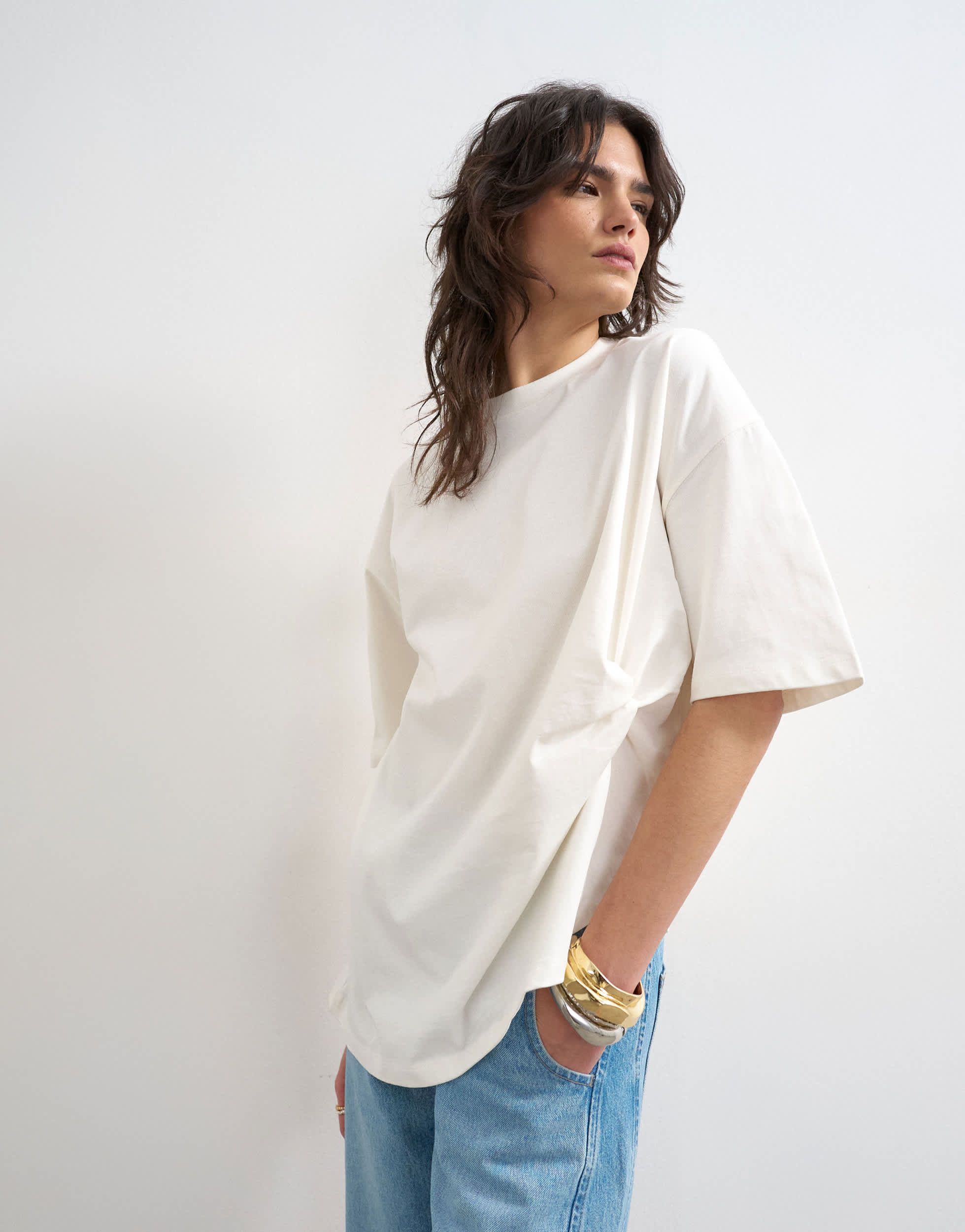 Topshop knot twist t-shirt in ecru