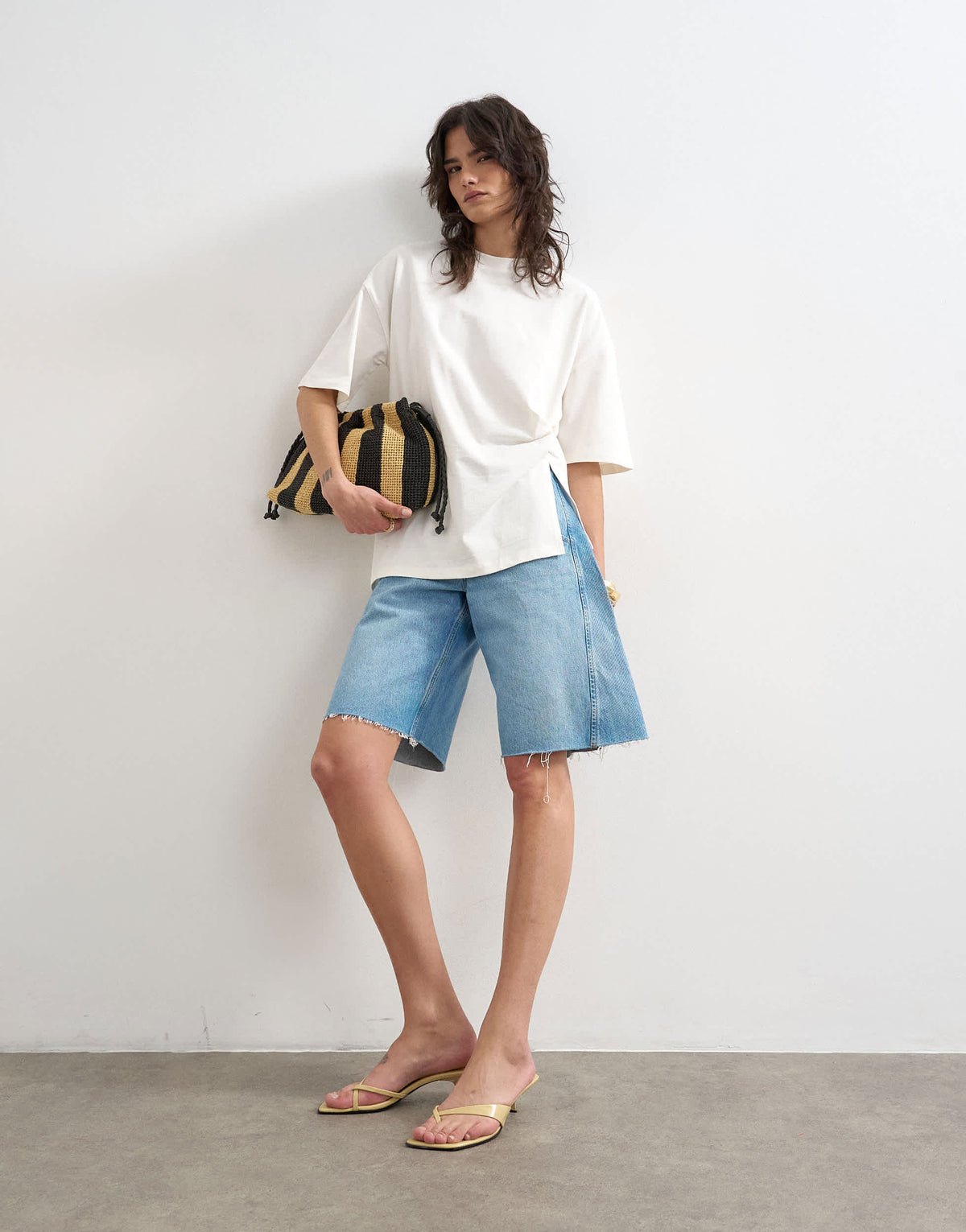 Topshop knot twist t-shirt in ecru