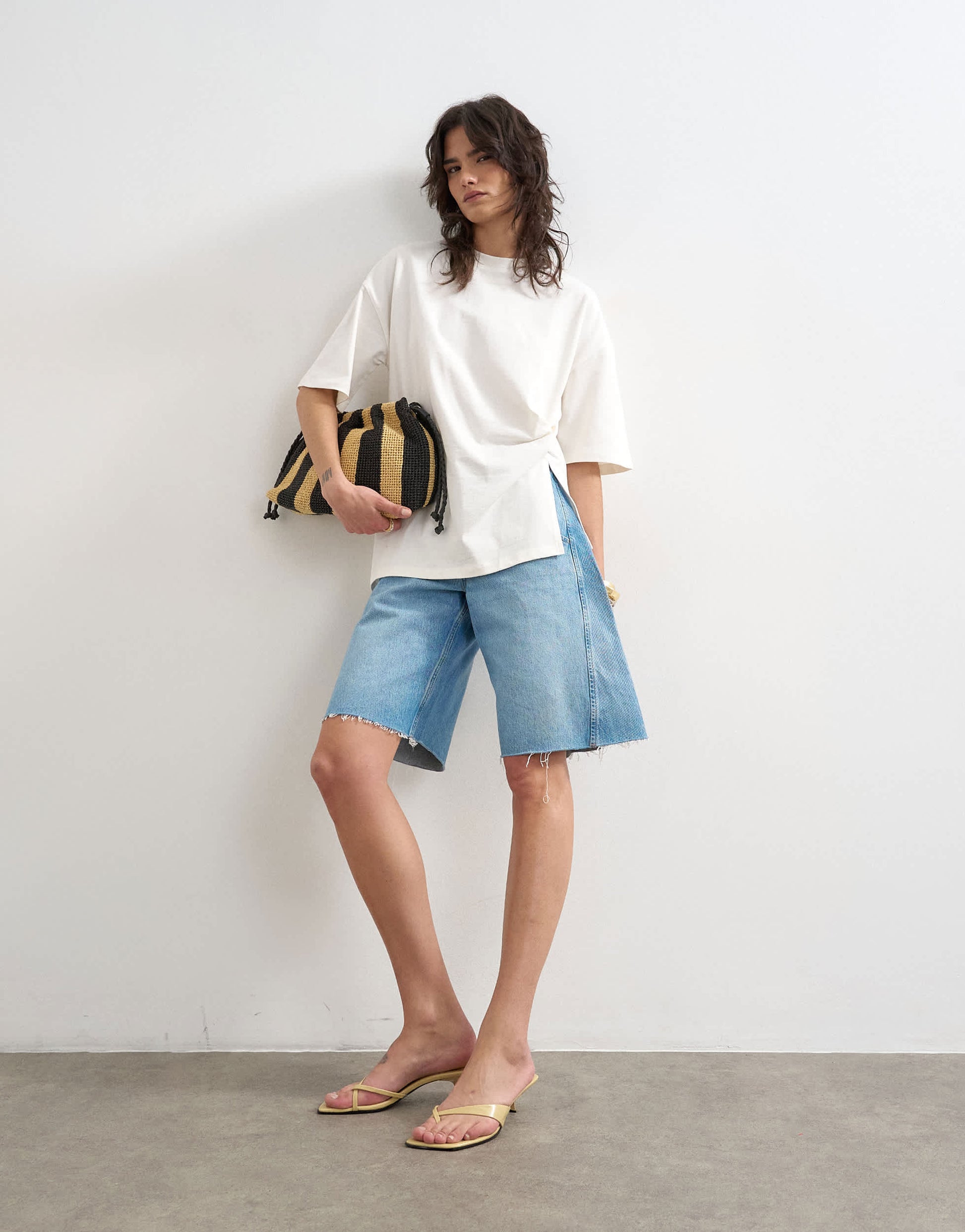 Topshop knot twist t-shirt in ecru