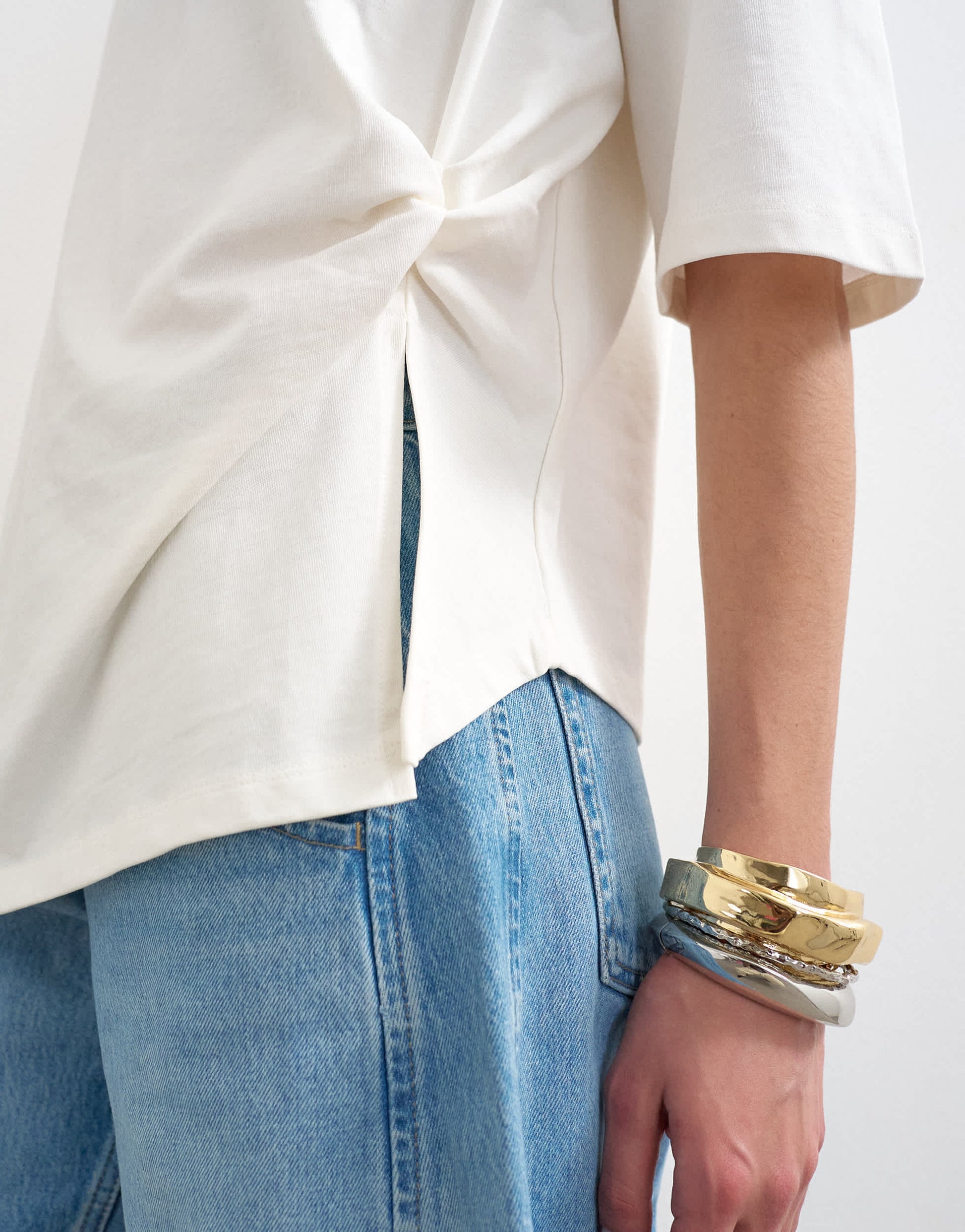 Topshop knot twist t-shirt in ecru