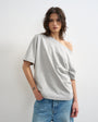 Topshop fallen shoulder t-shirt in grey marl
