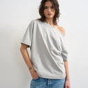 Topshop fallen shoulder t-shirt in grey marl