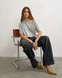Topshop fallen shoulder t-shirt in grey marl