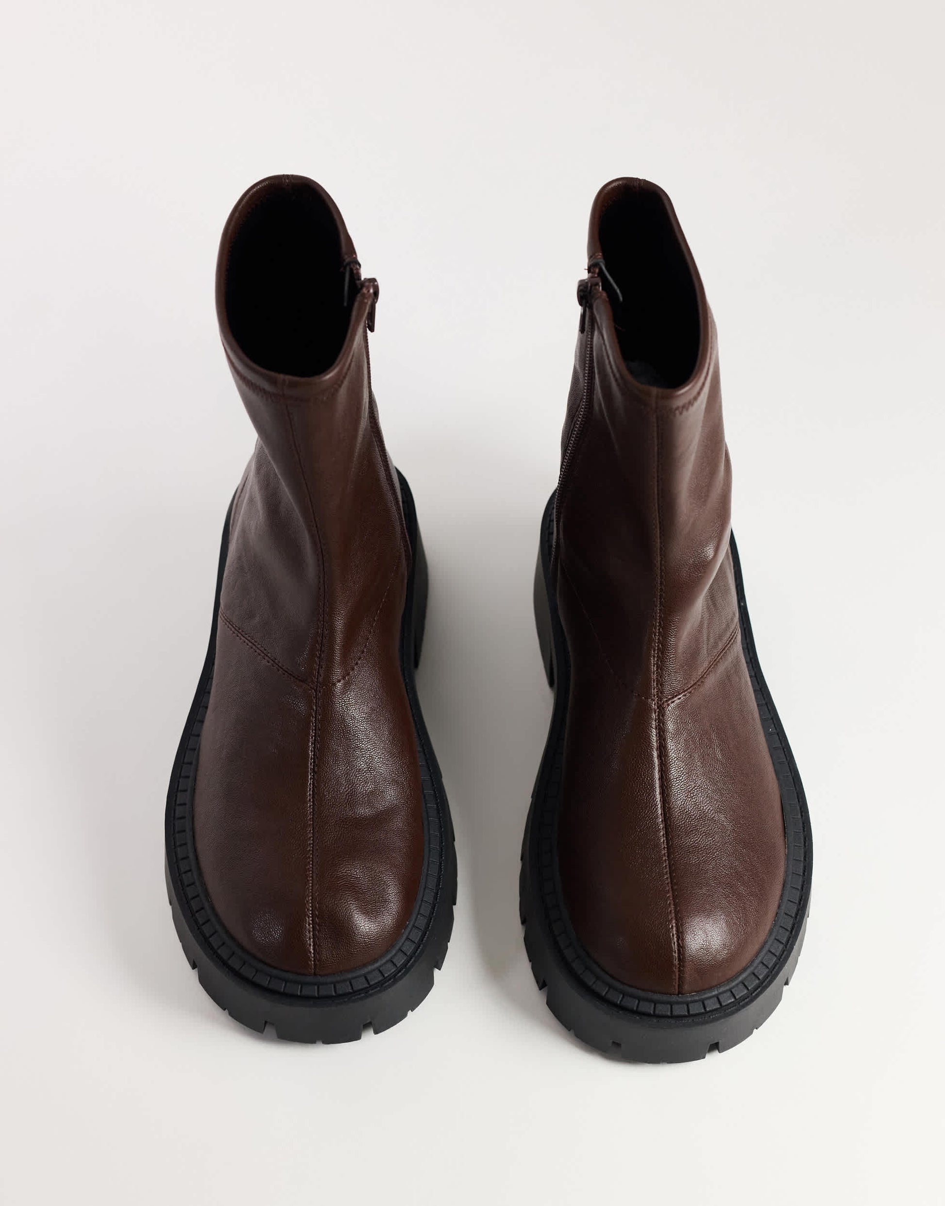 Topshop Liam chunky sock boot in chocolate