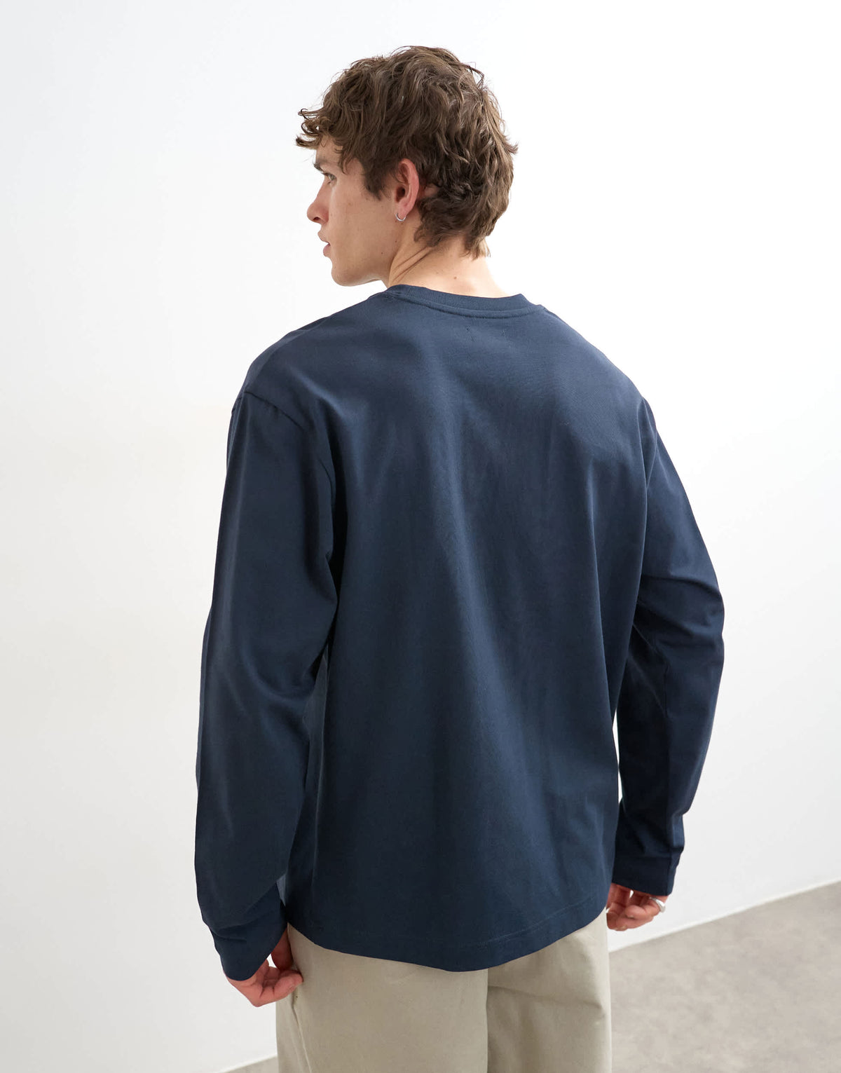 Topman relaxed fit long sleeve t-shirt with ciao bella print in navy