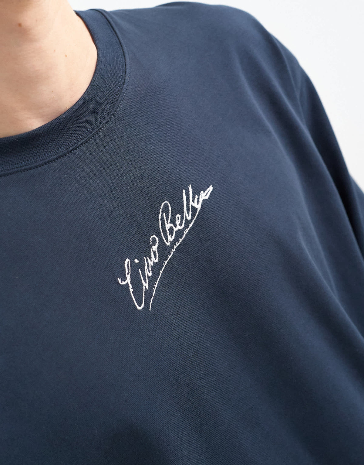 Topman relaxed fit long sleeve t-shirt with ciao bella print in navy