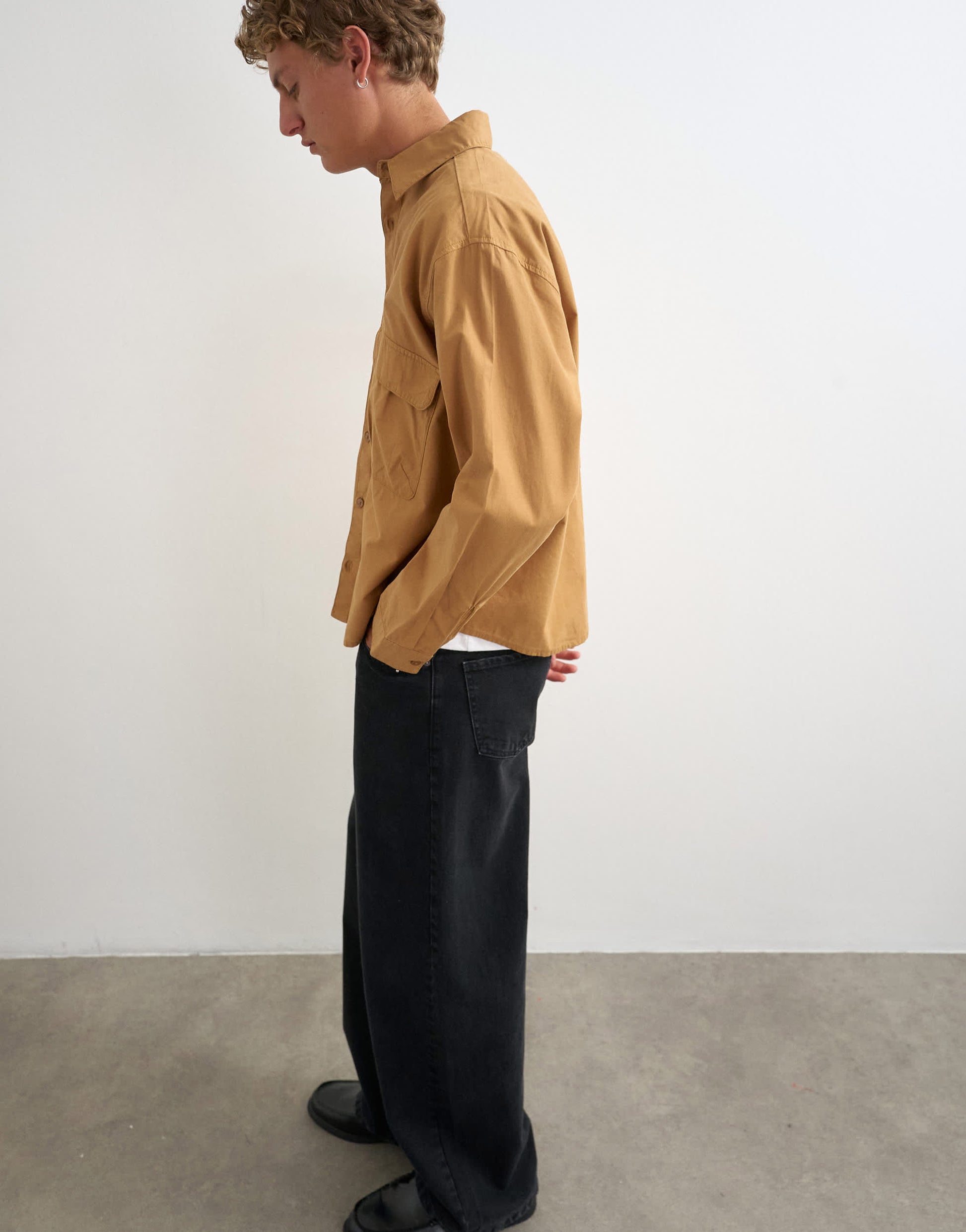 Topman oversized fit utility shirt in tan