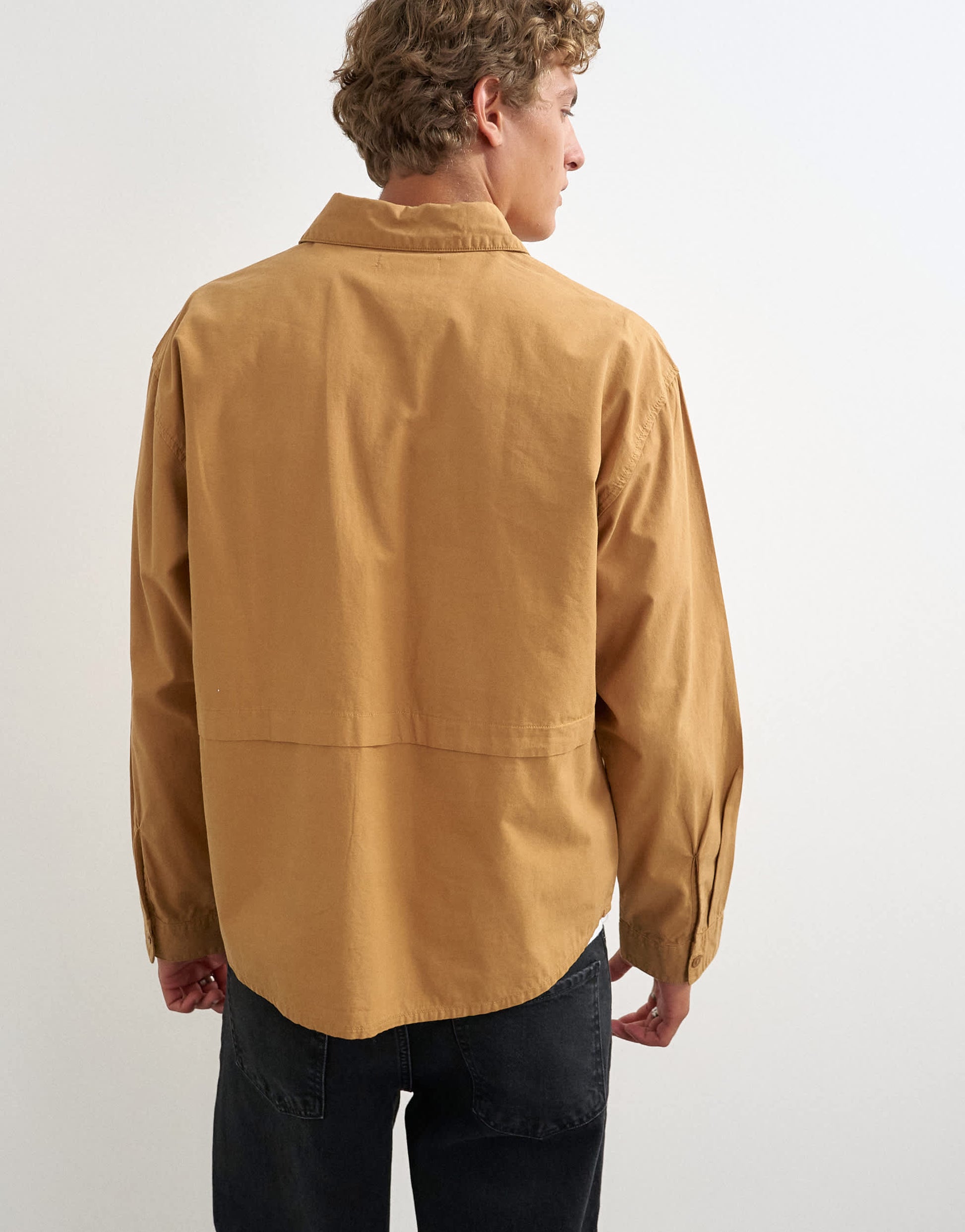 Topman oversized fit utility shirt in tan